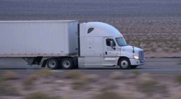 Low ash oil Truck on roadway